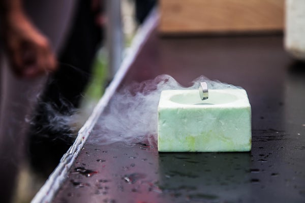 Levitating magnet above sqaure bowl