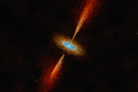 Artist's impression of the disc and jet in the young star system HH 1177