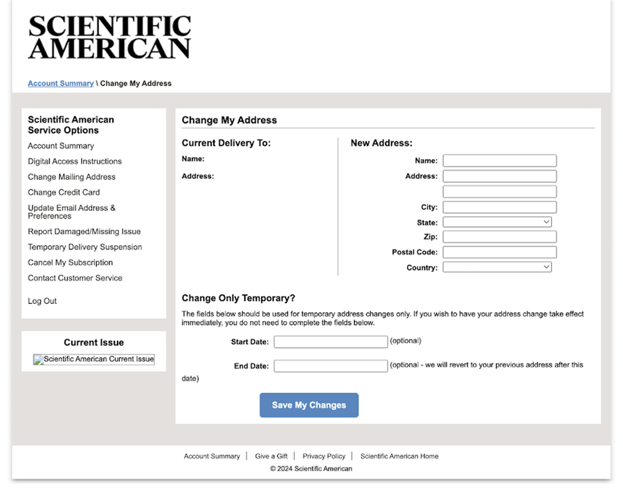 Update Address Portal